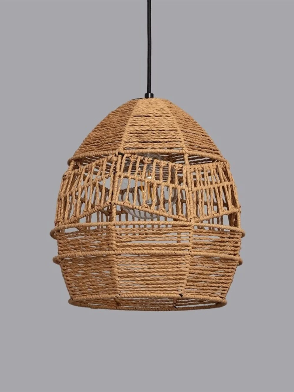 Handwoven Jute Pendant Lamp - Natural Tan
